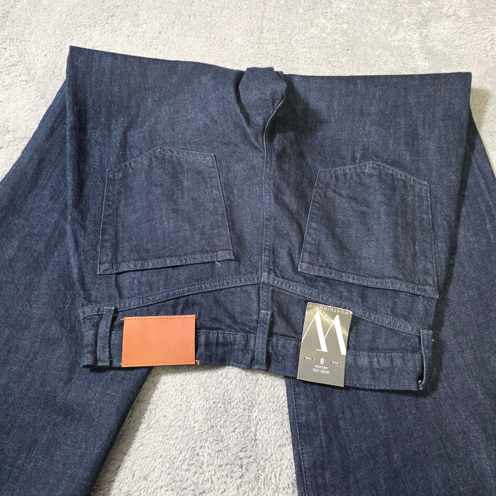 Worthington Womens 8 Wide Leg Jeans Dark Resinated Rinse Mid Rise Denim - Picture 2 of 9